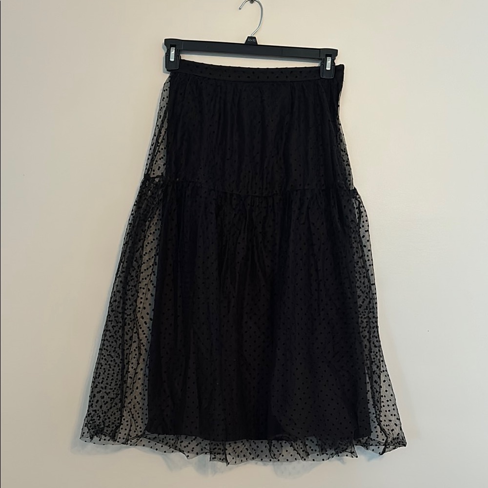Elegant Black Polka Dot Tulle Skirt